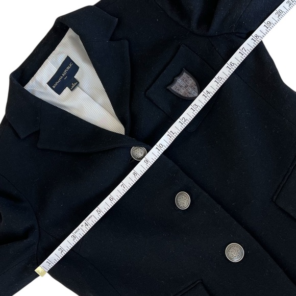 Banana Republic Black Crested Wool Blazer Jacket Womens 8 Preppy Academia - Picture 12 of 15